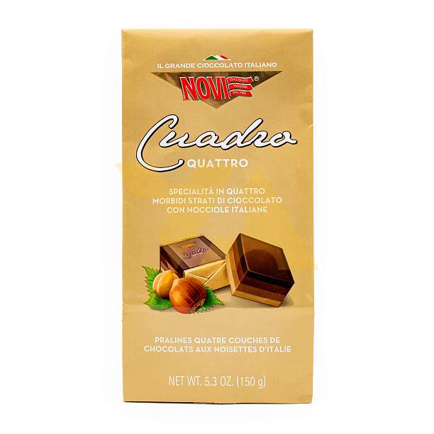 Пралине из четырех видов шоколада с ореховой пастой QUATTRO CUADRO, 3425, NOVI, 0,150 кг  Elah Dufour Италия