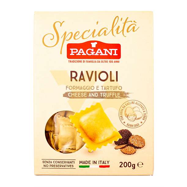 Равиоли с сыром и трюфелем SPECIALITA, паста яичная фаршированная сырами и черным трюфелем, PAGANI, 0,200 кг (карт/кор) 220 Pagani Industrie Alimentari SpA Италия