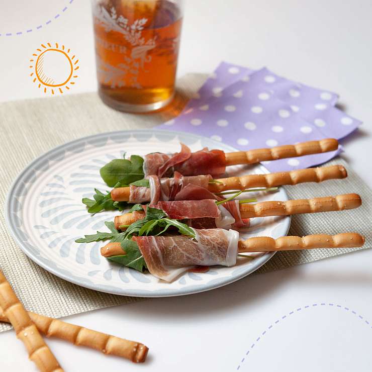 Гриссини Saltelli, прошутто крудо и руккола