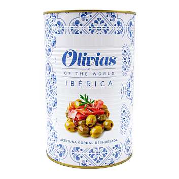 Оливки зелёные без косточек по-иберийски, OLIVIAS BY TAST, 4,3 кг / 2 кг /4,25 л (ж/б)