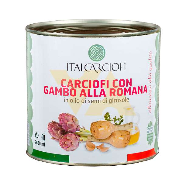 Артишоки с ножкой по-римски в подсолнечном масле, ITALCARCIOFI, 2,5 кг/1,2 кг/2,65 л (ж/б) 2.65 л. Italcarciofi S.r.L. Италия