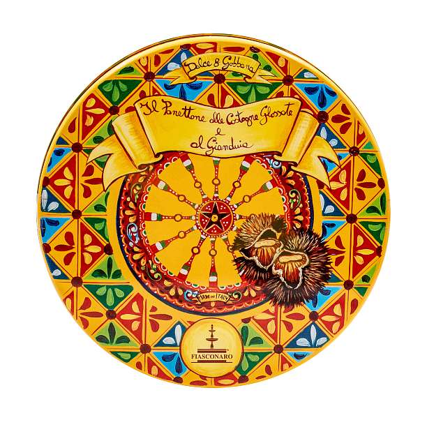 Панеттоне с засахаренными каштанами и шоколадно-ореховым кремом Джандуйя, DOLCE&GABBANA, 1 кг (ж/б)  Fiasconaro Италия