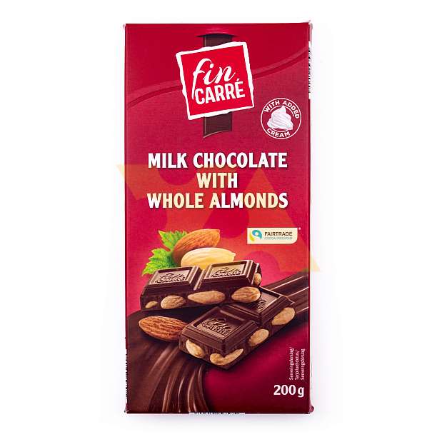 Шоколад молочный с цельным миндалем FIN CARRE, 0,200 кг  Fin Carre Финляндия