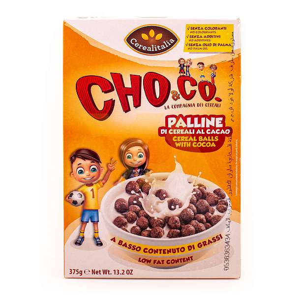 Сухой завтрак шарики с какао CHO&CO, CEREALITALIA, 0,375 кг (карт/кор)  Cerealitalia Италия