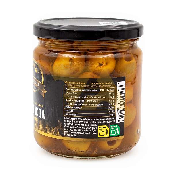 Оливки зеленые без косточек со вкусом барбекю, LA TORTOLA, 0,370 кг/0,200 кг (ст/б)  LA TORTOLA Испания