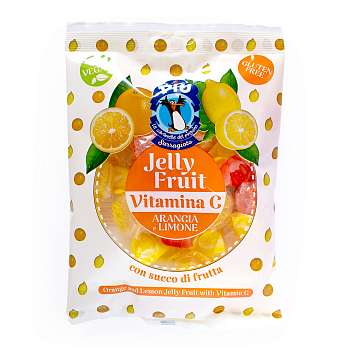 Мармелад мягкий со вкусом апельсина и лимона (витамин С), конфеты с фруктовым соком, PIÙ, 0,130 кг (пл/пак)