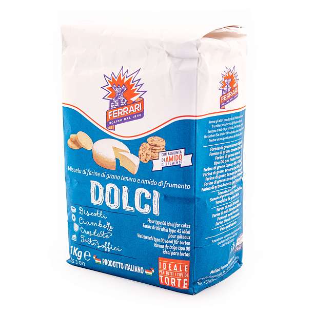 Мука из мягких сортов пшеницы для сладкой выпечки (с пшеничным крахмалом), MOLINO FERRARI, 1 кг 1 кг. MOLINO FERRARI Италия