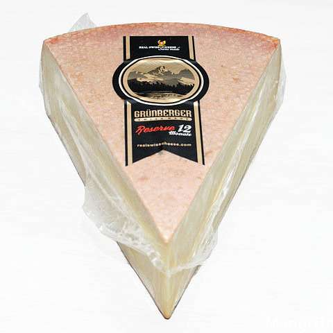 Грюнбергер резервный REAL SWISS CHEESE, сыр твердый, выдержка 10 мес.,  жирность 50%, ~ 3 кг  LESUPERBE AG Швейцария