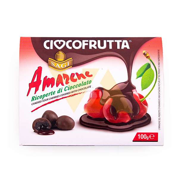 Вишня засахаренная в темном шоколаде (30%), CIOCCOFRUTTA, 0,100 кг (пласт/ван)  Ciocofrutta Италия