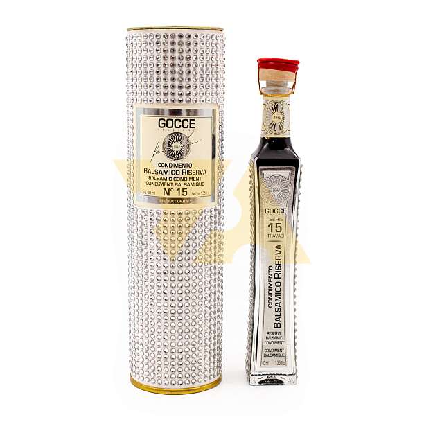 Заправка на основе уксуса бальзамического из Модены №15 RISERVA, GOCCE, K7305, выдержка 15 лет, 0,040 л (ст/б с кристаллами в коробке с кристаллами)  Acetaia Leonardi Италия