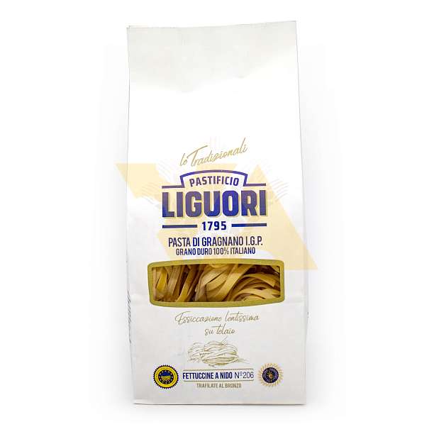 Феттуччине №206, гнёзда, паста из Граньяно I.G.P. из твердых сортов пшеницы, LIGUORI, 0,5 кг (бум/упак) 0.5 кг. Liguori Pastificio Италия