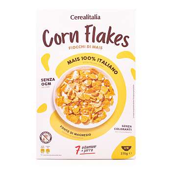 Хлопья кукурузные обагащенные семью витаминами и железом, сухой завтрак, CEREALITALIA, 0,375 кг (карт/кор)