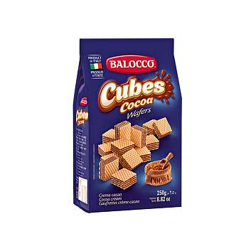 Вафли с кремом какао, кубики, BALOCCO, 0,25 кг