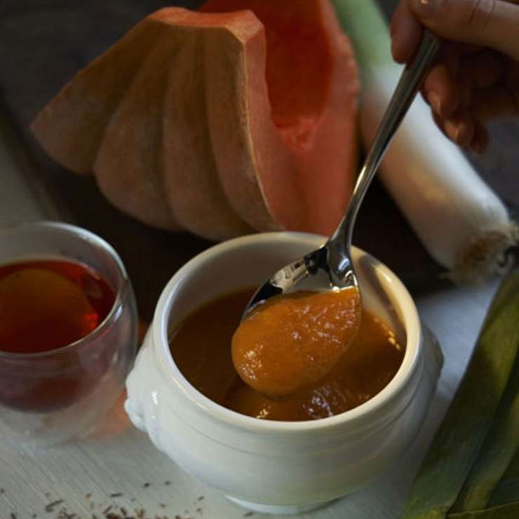 Бархатистая тыква и лук-порей с Ройбушем