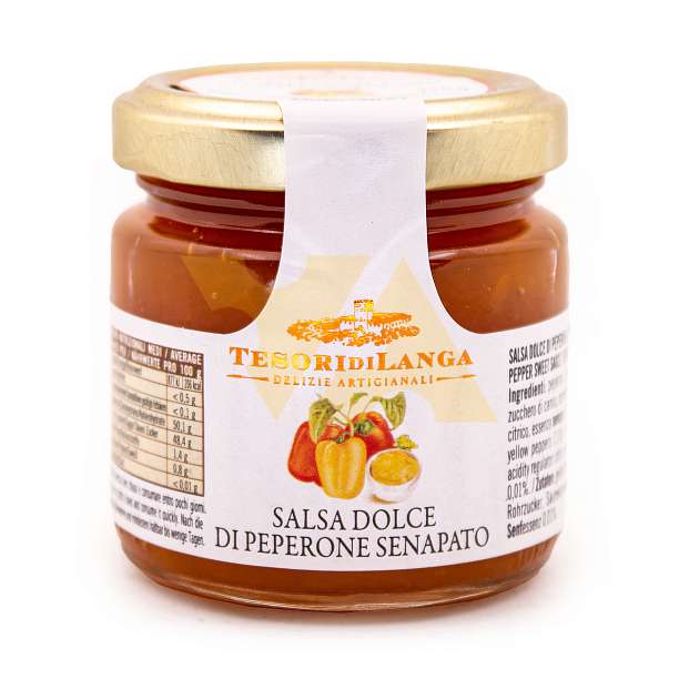 Соус сладкий для сыра из желтых перцев с горчицей, TESORI DI LANGA, 0,110 кг (ст/б)  Apicoltura Brezzo Италия