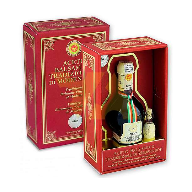 Уксус бальзамический TRADIZIONALE из Модены DOP, K0140, выдержка 15 лет, GOCCE, 0,100 л (ст/б в красной коробке)  Acetaia Leonardi Италия