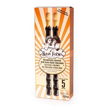 Гриссини покрытые горьким шоколадом, BUON FORNO, 0,120 кг (карт/кор)
