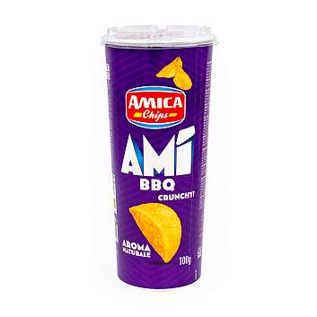 Снек соленый картофельный со вкусом барбекю AMI, AMICA CHIPS, 0,100 кг (туба)
