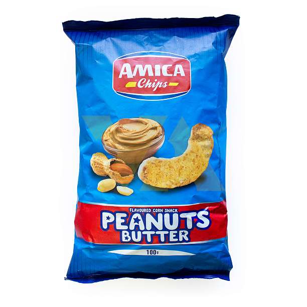 Снек из кукурузы (кукурузные палочки) со вкусом арахисового масла, AMICA CHIPS, 0,100 кг  Amica Chips Италия