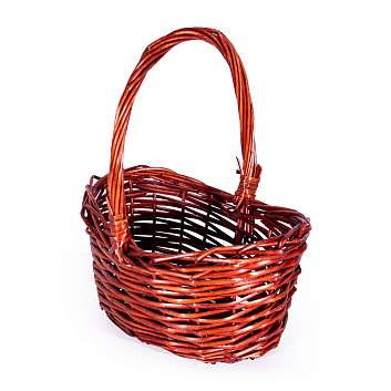 Корзина средняя рыжая лоза овальная (высота 35, длина 31, ширина 22)