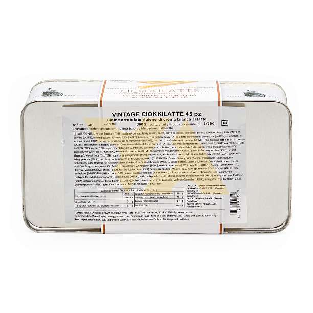 Хрустящие вафельные трубочки с молочным кремом CIOKKILATTE, 0,360 кг (винтажная ж/б)  Bussy Италия