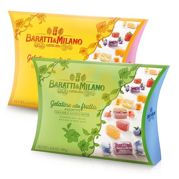 Мармелад фруктовый ассорти с фруктовым соком, 5854, 6 вкусов, BARATTI&MILANO, 0,180 кг (карт/кор)  Baratti & Milano Италия