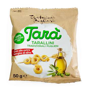 Тараллини с оливковым маслом первого холодного отжима (экстра верджин), TENTAZIONI PUGLIESI, 0,050 кг