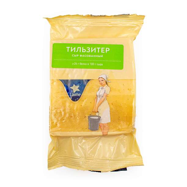 Сыр полутвердый фасованный "Тильзитер" ТЗ "LAIME" м.д.ж. в с.в. 45%  фас. 10шт*180 г (Россия, Спб)  Laime Россия