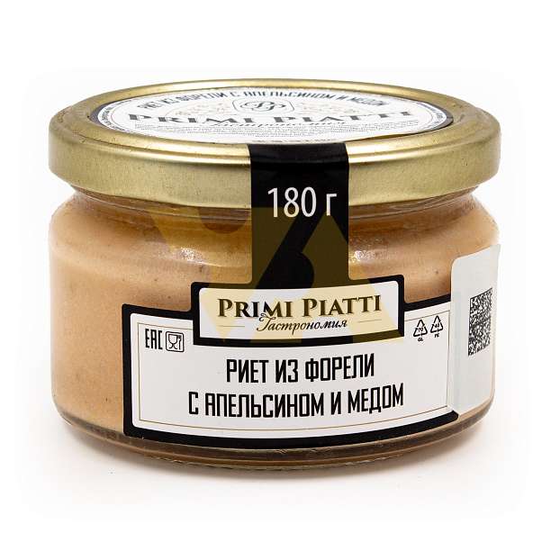 Риет из форели с апельсином и медом т.м. PRIMI PIATTI, 0,180 кг (ст/б)  Primi piatti Россия