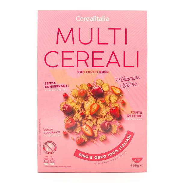 Сухой завтрак из хлопьев (рис и мука из неочищенного пшеничного зерна) с красными ягодами NATURE MIX, CEREALITALIA, 0,300 кг (карт/кор)  Cerealitalia Италия