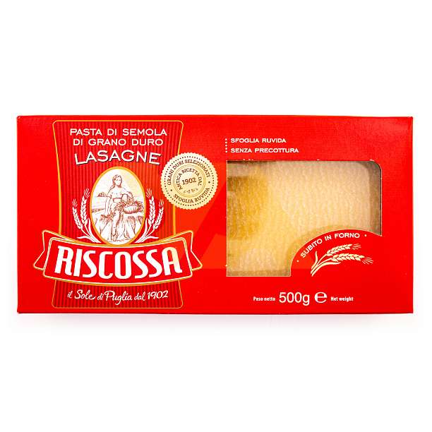 Лазанья, паста из твердых сортов пшеницы, RISCOSSA, 0,5 кг 510 Pastificio Riscossa Италия