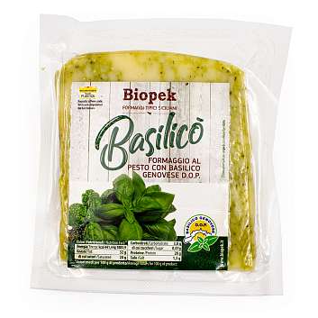 Пекорино с соусом Песто по-генуэзски DOP PRIMOSALE, молодой сыр из овечьего молока, BIOPEK, 0,200 кг