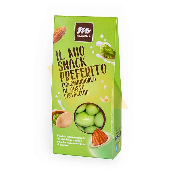 Миндаль обжаренный в белом шоколаде со вкусом фисташек IL MIO SNACK PREFERITO, MAXTRIS, 0,15 кг  Confetti Maxtris Италия