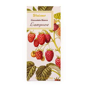 Шоколад белый с малиной, 1162, 32% какао, STAINER, 0,05 кг
