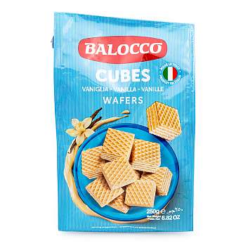 Вафли с молочно-ванильным кремом, кубики, BALOCCO, 0,25 кг
