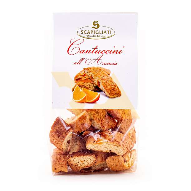 Кантуччини с апельсиновыми цукатами, SCAPIGLIATI, 0,150 кг (пл/пак)  Scapigliati Dolciaria Италия