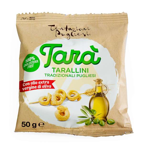 Тараллини с оливковым маслом первого холодного отжима (экстра верджин), TENTAZIONI PUGLIESI, 0,050 кг  Tentazioni Pugliesi Италия