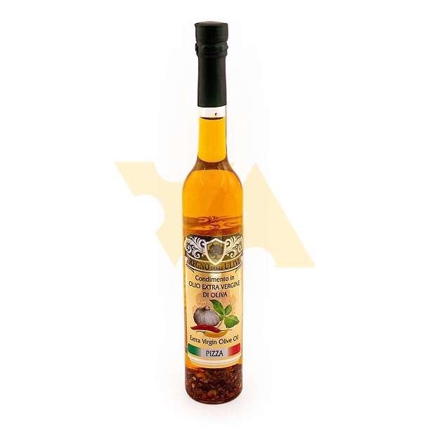 Масло оливковое первого холодного отжима ароматизированное с чесноком, перцем и ароматными травами для пиццы PIZZA , REGNO DEGLI ULIVI, 0,1 л (ст/бут)  Regno degli Ulivi Италия