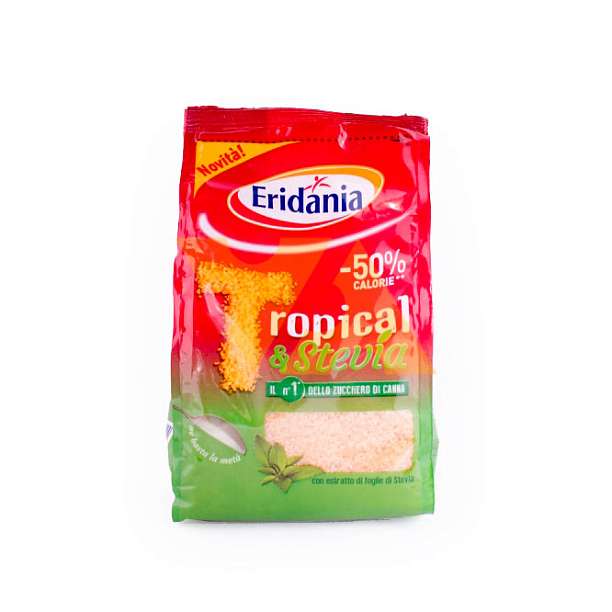 Сахарозаменитель на основе тростникового сахара и стевии (-50% калорий) TROPICAL&STEVIA, ERIDANIA, 0,5 кг  Eridania Италия