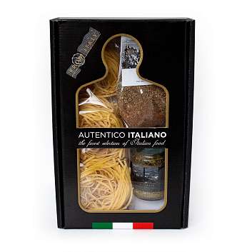 Набор подарочный AUTENTICO ITALIANO №12 (тальолини яичные, приправа по-сицилийски, соус песто по-генуэзски) (карт/кор)