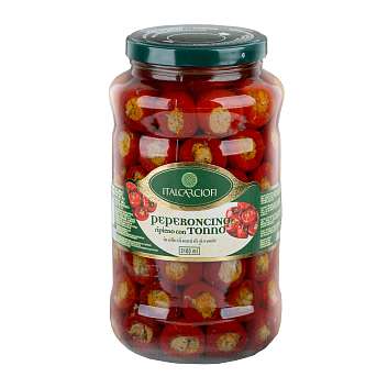 Перец фаршированный тунцом в подсолнечном масле, ITALCARCIOFI, 2,9 кг/1,8 кг/3,1 л (ст/б)